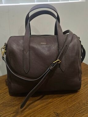 Like New!Fossil Brown Pebbled Leather Crossbody/ Satchel Bag